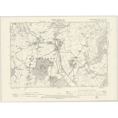 1898 Map of Staffordshire XIII.NW, 1900 Print
