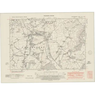 1938 Map of Staffordshire XIII.NW, 1947 Print