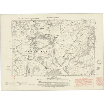 1938 Map of Staffordshire XIII.NW, 1951 Print