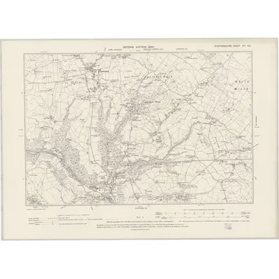 1898 Map of Staffordshire XIII.SE, 1900 Print