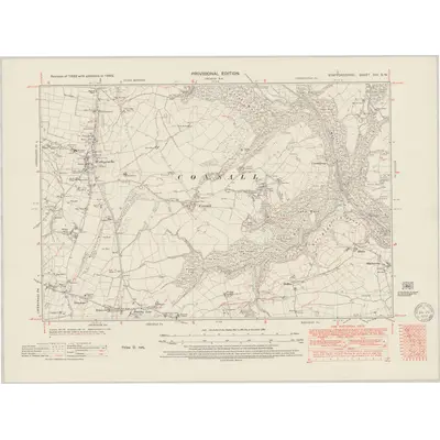 1945 Map of Staffordshire XIII.SW, 1950 Print