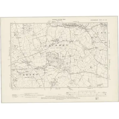 1898 Map of Staffordshire XIV.SW, 1900 Print