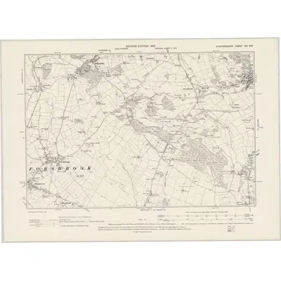 1898 Map of Staffordshire XIX.SW, 1901 Print