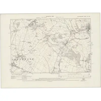 1922 Map of Staffordshire XIX.SW, 1925 Print