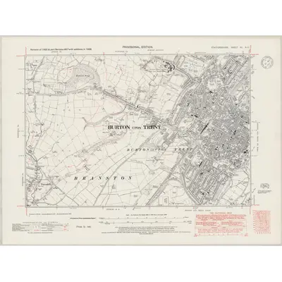 1938 Map of Staffordshire XL.SE, 1947 Print
