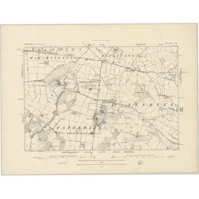 1881 Map of Staffordshire XL.SW, 1884 Print