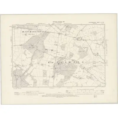 1900 Map of Staffordshire XL.SW, 1901 Print