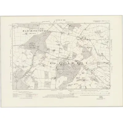 1920 Map of Staffordshire XL.SW, 1924 Print