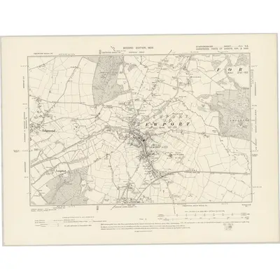 1900 Map of Staffordshire XLII.NE, 1903 Print