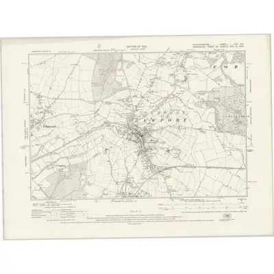 1921 Map of Staffordshire XLII.NE, 1925 Print