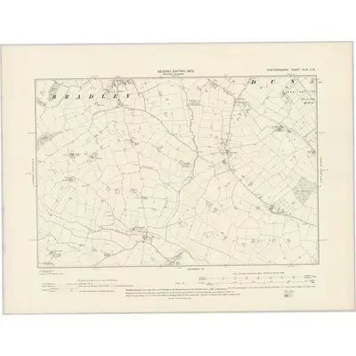 1900 Map of Staffordshire XLIV.SW, 1902 Print