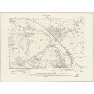 1921 Map of Staffordshire XLV.NE, 1924 Print