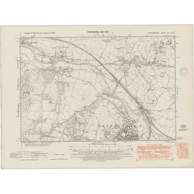 1938 Map of Staffordshire XLV.NE, 1948 Print
