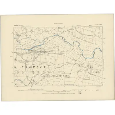 1881 Map of Staffordshire XLVI.SE, 1884 Print