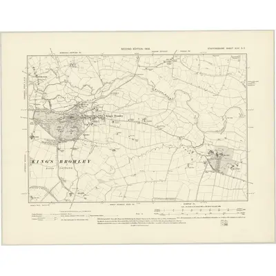 1900 Map of Staffordshire XLVI.SE, 1902 Print