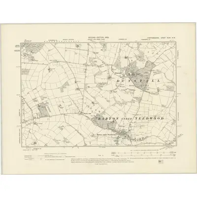 1900 Map of Staffordshire XLVII.NW, 1902 Print