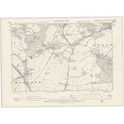 1898 Map of Staffordshire XVII.NW, 1900 Print