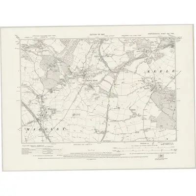 1922 Map of Staffordshire XVII.NW, 1925 Print