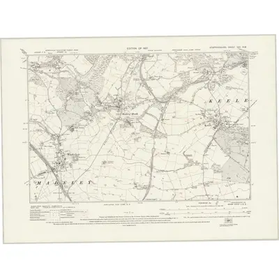 1922 Map of Staffordshire XVII.NW, 1931 Print