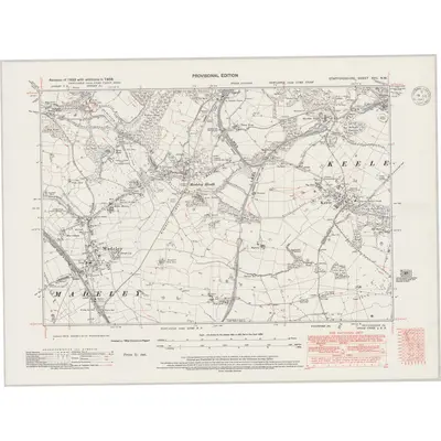 1938 Map of Staffordshire XVII.NW, 1947 Print