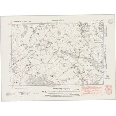1938 Map of Staffordshire XVII.SE, 1947 Print