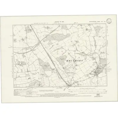 1922 Map of Staffordshire XVII.SW, 1933 Print