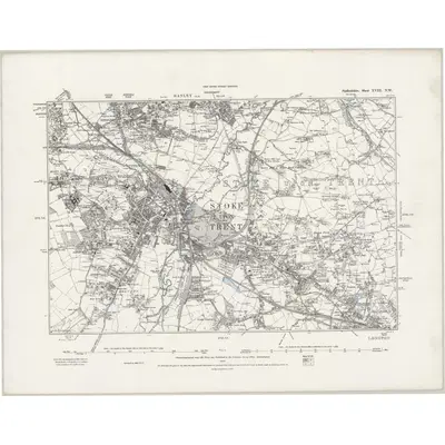 1866 Map of Staffordshire XVIII.NW, 1889 Print