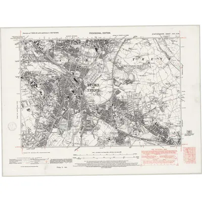 1937 Map of Staffordshire XVIII.NW, 1947 Print