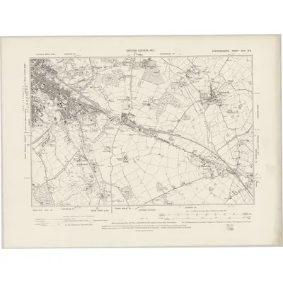 1898 Map of Staffordshire XVIII.SE, 1901 Print