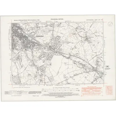 1937 Map of Staffordshire XVIII.SE, 1947 Print