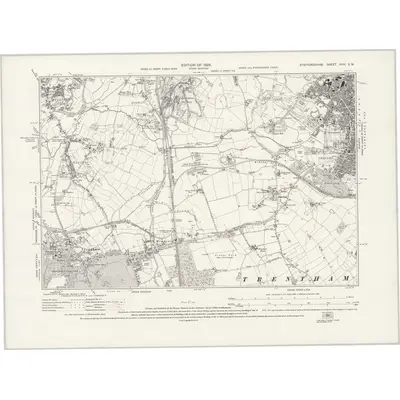1922 Map of Staffordshire XVIII.SW, 1925 Print