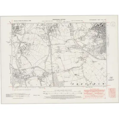 1938 Map of Staffordshire XVIII.SW, 1947 Print