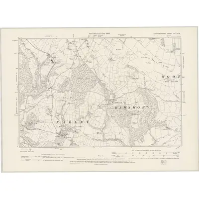 1898 Map of Staffordshire XX.NW, 1900 Print