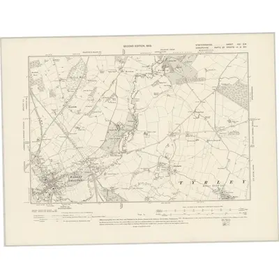 1900 Map of Staffordshire XXII.SW, 1903 Print