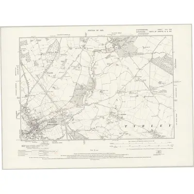 1921 Map of Staffordshire XXII.SW, 1925 Print