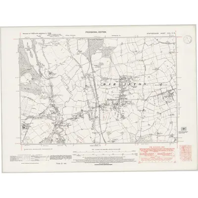 1938 Map of Staffordshire XXIV.NW, 1947 Print