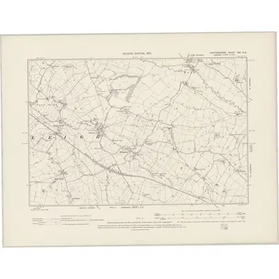 1900 Map of Staffordshire XXV.SE, 1901 Print
