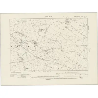 1922 Map of Staffordshire XXV.SE, 1925 Print
