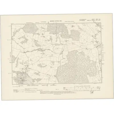 1900 Map of Staffordshire XXVIII.NE, 1903 Print