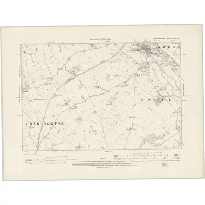 1900 Map of Staffordshire XXX.NW, 1901 Print