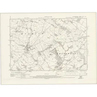 1922 Map of Staffordshire XXXI.NW, 1925 Print