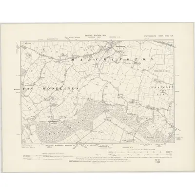 1900 Map of Staffordshire XXXII.SE, 1901 Print