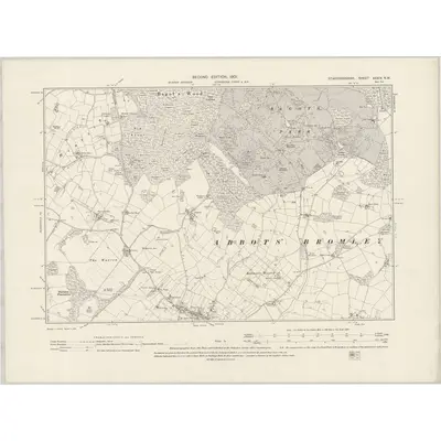 1900 Map of Staffordshire XXXIX.NW, 1901 Print
