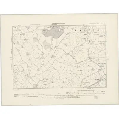 1900 Map of Staffordshire XXXVI.SE, 1902 Print