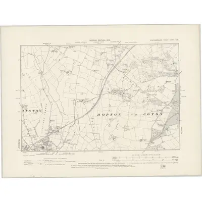 1900 Map of Staffordshire XXXVII.NE, 1902 Print