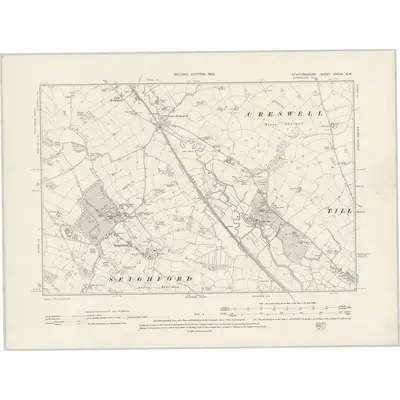 1900 Map of Staffordshire XXXVII.NW, 1902 Print
