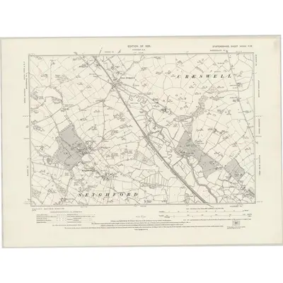1921 Map of Staffordshire XXXVII.NW, 1925 Print