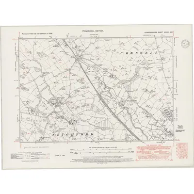 1938 Map of Staffordshire XXXVII.NW, 1947 Print
