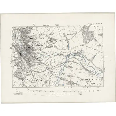 1880 Map of Staffordshire XXXVII.SE, 1889 Print