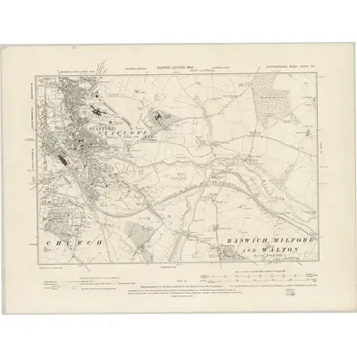 1900 Map of Staffordshire XXXVII.SE, 1902 Print